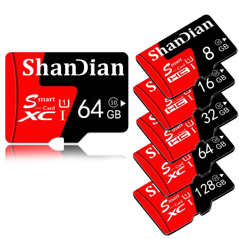 빨간색 SD 카드 고속 클래스 10, 128GB, 64GB, 32GB, 16GB, 실제 용량 미니 박스, 스마트 폰 TF 카드, 창의적인 선물